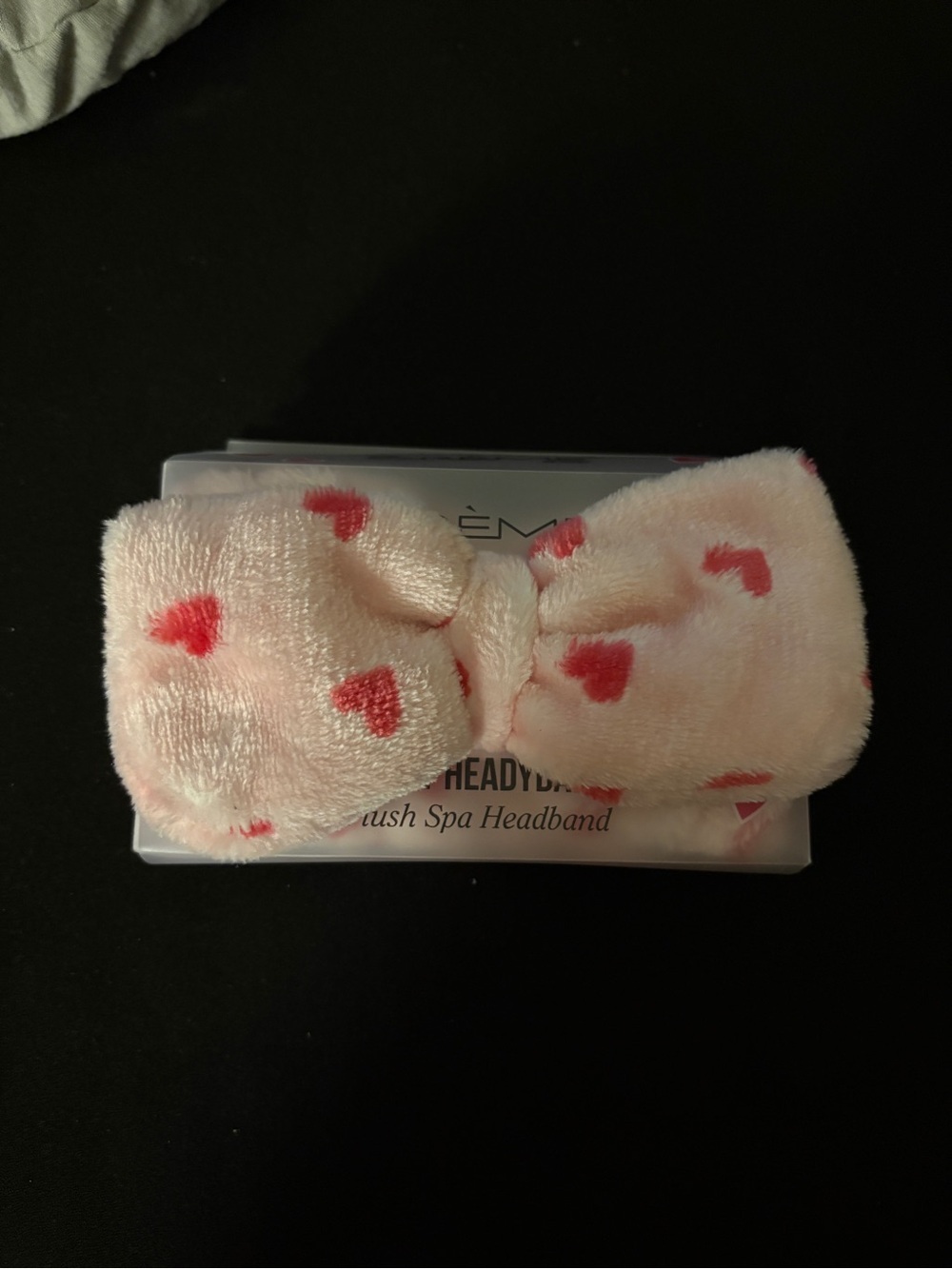 The Crème Shop Teddy Headband Pink Hearts Plush Spa Skincare Hair Bow - Picture 2 of 5